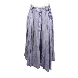 Vintage 90s Raaga Acid Wash Blue Rayon Flowy Midi Peasant Skirt